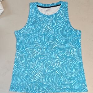 Jones New York Teal and White Patterned Top